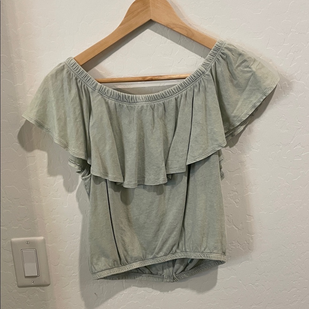 Free People Ruffled Blouse - Light Gray - Picture 3 of 3